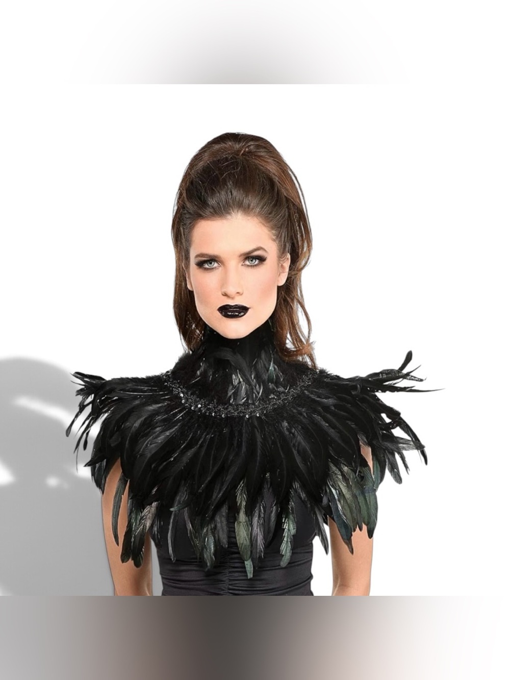 Black Feather Collar Halloween Accessory